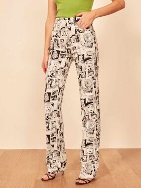 Reformation Newsprint High Rise Straight Jeans